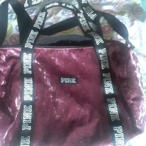 Victoria's secret crushed velvet duffel bag
